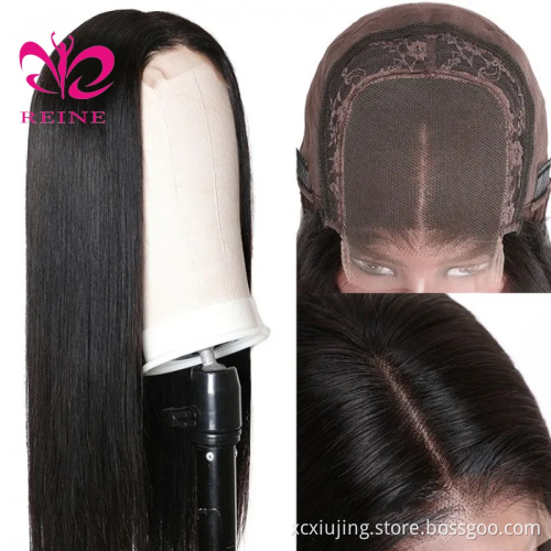 REINE   4x4 Lace Closure Wig Straight Human Hair Wigs 28",30" Pre Plucked  Remy double drawn human hair wigs